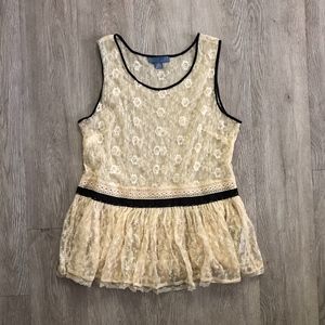 Anthropologie Lace Peplum Top